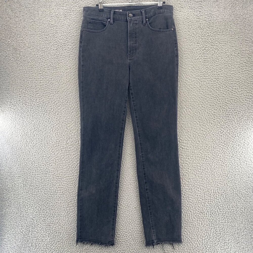 Talbots Jeans Womens 6 Gray Flawless Denim High Rise Straight Frayed Hem Stretch